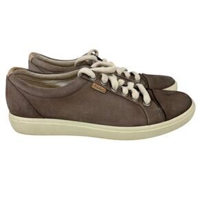 ECCO Soft 7 Sneaker Women's Size 6 Gray Leather Lace Up Comfort Shoes